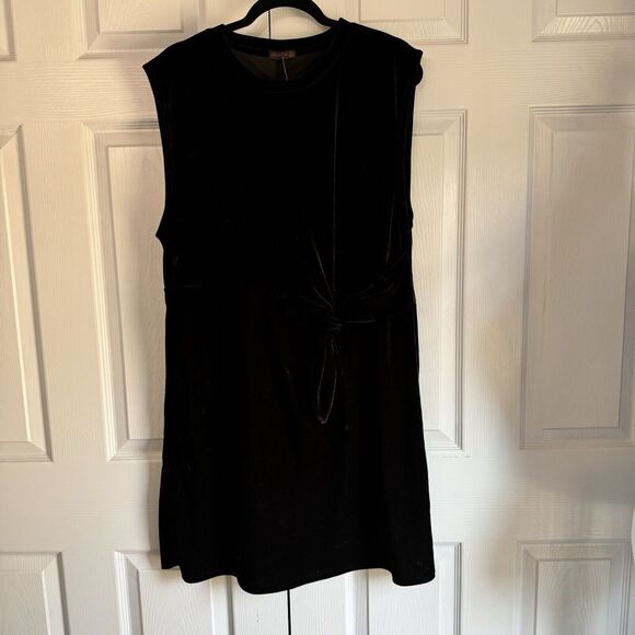Sheila Rose Black Midi Velvet Dress - Size XL, Tied Side, Sleeveless, NWT - Picture 2 of 8